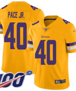 Premium Vikings #40 Ivan Pace Jr. Gold Youth Stitched NFL Limited Inverted Legend 100th Season Jersey