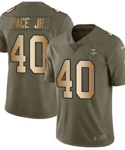 Outstanding Vikings #40 Ivan Pace Jr. Olive/Gold Youth Stitched NFL Limited 2017 Salute To Service Jersey