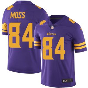 Outstanding Vikings #84 Randy Moss Purple Youth Stitched NFL Limited Rush Jersey
