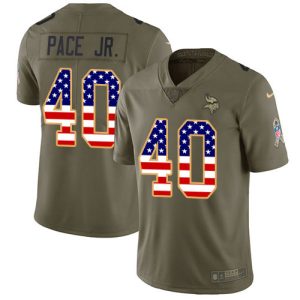 Exquisite Vikings #40 Ivan Pace Jr. Olive/USA Flag Youth Stitched NFL Limited 2017 Salute To Service Jersey