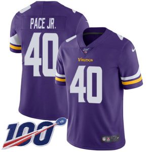Gorgeous Vikings #40 Ivan Pace Jr. Purple Team Color Youth Stitched NFL 100th Season Vapor Untouchable Limited Jersey