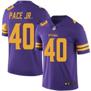 Premium Vikings #40 Ivan Pace Jr. Purple Youth Stitched NFL Limited Rush Jersey