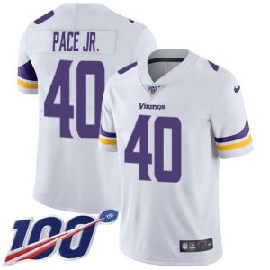 Exceptional Vikings #40 Ivan Pace Jr. White Youth Stitched NFL 100th Season Vapor Untouchable Limited Jersey