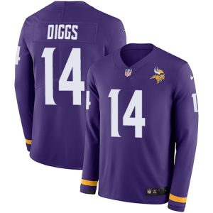 Exquisite Vikings #14 Stefon Diggs Purple Team Color Youth Stitched NFL Limited Therma Long Sleeve Jersey