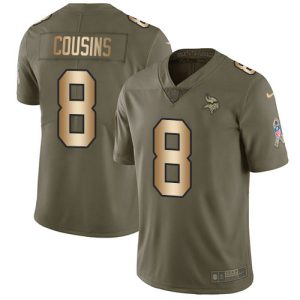 Superb Vikings #8 Kirk Cousins Olive/Gold Youth Stitched NFL Limited 2017 Salute to Service Jersey