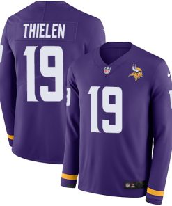 Exquisite Vikings #19 Adam Thielen Purple Team Color Youth Stitched NFL Limited Therma Long Sleeve Jersey