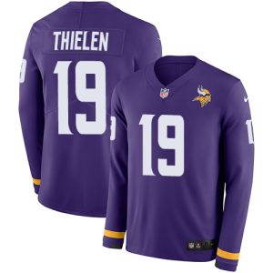 Exquisite Vikings #19 Adam Thielen Purple Team Color Youth Stitched NFL Limited Therma Long Sleeve Jersey