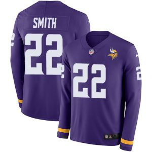 Exquisite Vikings #22 Harrison Smith Purple Team Color Youth Stitched NFL Limited Therma Long Sleeve Jersey