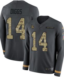 High quality Vikings #14 Stefon Diggs Anthracite Salute to Service Youth Stitched NFL Limited Therma Long Sleeve Jersey