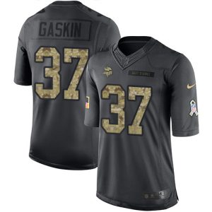 Premium Vikings #37 Myles Gaskin Black Youth Stitched NFL Limited 2016 Salute to Service Jersey