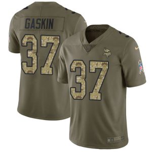 Exquisite Vikings #37 Myles Gaskin Olive/Camo Youth Stitched NFL Limited 2017 Salute To Service Jersey