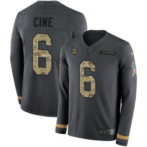 Exceptional Vikings #6 Lewis Cine Anthracite Salute to Service Youth Stitched NFL Limited Therma Long Sleeve Jersey