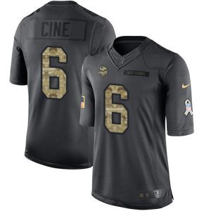 Exquisite Vikings #6 Lewis Cine Black Youth Stitched NFL Limited 2016 Salute to Service Jersey