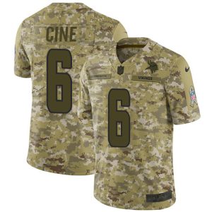 Outstanding Vikings #6 Lewis Cine Camo Youth Stitched NFL Limited 2018 Salute To Service Jersey