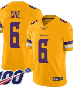 Outstanding Vikings #6 Lewis Cine Gold Youth Stitched NFL Limited Inverted Legend 100th Season Jersey