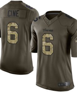 Gorgeous Vikings #6 Lewis Cine Green Youth Stitched NFL Limited 2015 Salute to Service Jersey