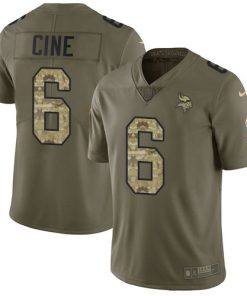 High quality Vikings #6 Lewis Cine Olive/Camo Youth Stitched NFL Limited 2017 Salute To Service Jersey