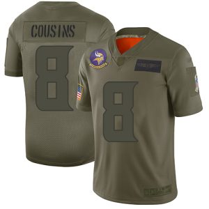 Exquisite Vikings #8 Kirk Cousins Camo Youth Stitched NFL Limited 2019 Salute to Service Jersey