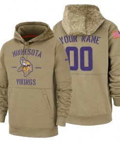 Marvelous Minnesota Vikings Custom  Tan 2019 Salute To Service Name & Number Sideline Therma Pullover Hoodie