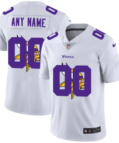 High quality Minnesota Vikings Custom White Men's  Team Logo Dual Overlap Limited NFL Jersey