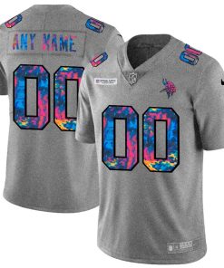 Exceptional Minnesota Vikings Custom Men's  Multi-Color 2020 NFL Crucial Catch Vapor Untouchable Limited Jersey Greyheather