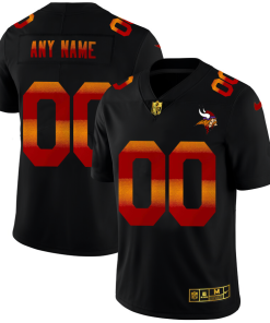 Exceptional Minnesota Vikings Custom Men's Black  Red Orange Stripe Vapor Limited NFL Jersey