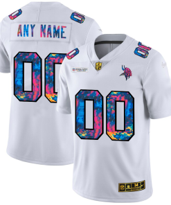 Gorgeous Minnesota Vikings Custom Men's White  Multi-Color 2020 NFL Crucial Catch Limited NFL Jersey
