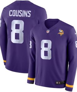 Outstanding Men's Vikings #8 Kirk Cousins Purple Team Color Men's Stitched NFL Limited Therma Long Sleeve Jersey