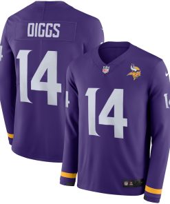 Finest Men's Vikings #14 Stefon Diggs Purple Team Color Men's Stitched NFL Limited Therma Long Sleeve Jersey
