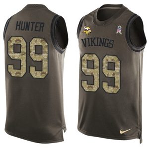 Exceptional Vikings #99 Danielle Hunter Green Men's Stitched NFL Limited Salute To Service Tank Top Jersey