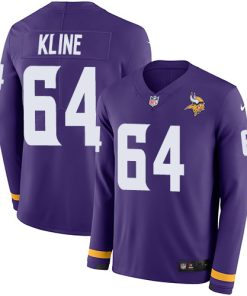 Superb Vikings #64 Josh Kline Purple Team Color Men's Stitched NFL Limited Therma Long Sleeve Jersey