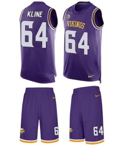 Outstanding Vikings #64 Josh Kline Purple Team Color Men's Stitched NFL Limited Tank Top Suit Jersey
