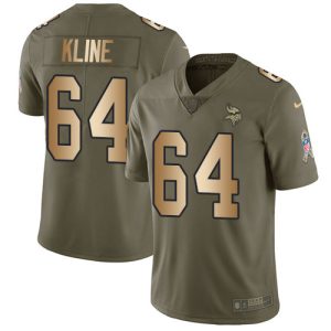 Exceptional Vikings #64 Josh Kline Olive/Gold Men's Stitched NFL Limited 2017 Salute To Service Jersey