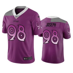 Exceptional Minnesota Vikings #98 Linval Joseph Purple Vapor Limited City Edition NFL Jersey