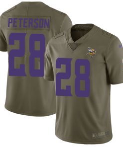 Exceptional Vikings #28 Adrian Peterson Olive Men's Stitched NFL Limited 2017 Salute to Service Jersey