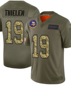 Finest Minnesota Vikings #19 Adam Thielen Men's 2019 Olive Camo Salute To Service Limited NFL Jersey