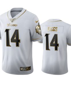 High quality Minnesota Vikings #14 Stefon Diggs Men's White Golden Edition Vapor Limited NFL 100 Jersey