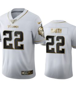 Superb Minnesota Vikings #22 Harrison Smith Men's White Golden Edition Vapor Limited NFL 100 Jersey