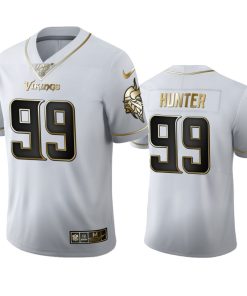 Gorgeous Minnesota Vikings #99 Danielle Hunter Men's White Golden Edition Vapor Limited NFL 100 Jersey