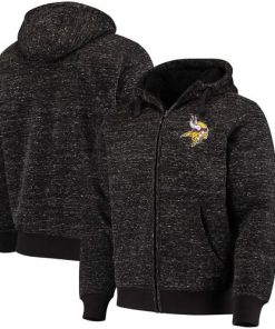Gorgeous Minnesota Vikings G-III Sports by Carl Banks Discovery Sherpa Heathered Black Full-Zip Jacket