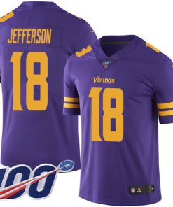 Exquisite Vikings #18 Justin Jefferson Purple Men's Stitched NFL Limited Rush 100th Season Jersey
