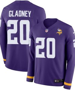 Finest Vikings #20 Jeff Gladney Purple Team Color Men's Stitched NFL Limited Therma Long Sleeve Jersey