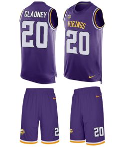 Outstanding Vikings #20 Jeff Gladney Purple Team Color Men's Stitched NFL Limited Tank Top Suit Jersey