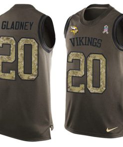 Exceptional Vikings #20 Jeff Gladney Green Men's Stitched NFL Limited Salute To Service Tank Top Jersey