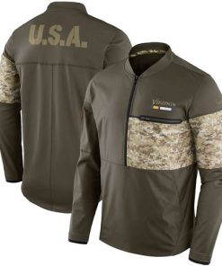 Superior Men's Minnesota Vikings Olive Salute to Service Sideline Hybrid Half-Zip Pullover Jacket