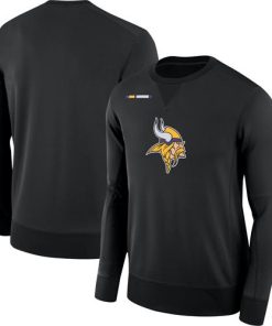 Finest Men's Minnesota Vikings Black Sideline Team Logo Performance Sweatshirt