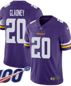 Superior Vikings #20 Jeff Gladney Purple Team Color Men's Stitched NFL 100th Season Vapor Untouchable Limited Jersey