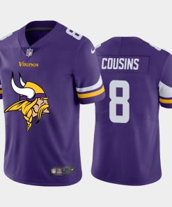 Exquisite Minnesota Vikings #8 Kirk Cousins Purple Men's Big Team Logo Vapor Limited NFL Jersey
