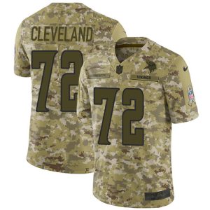 Exceptional Vikings #72 Ezra Cleveland Camo Men's Stitched NFL Limited 2018 Salute To Service Jersey
