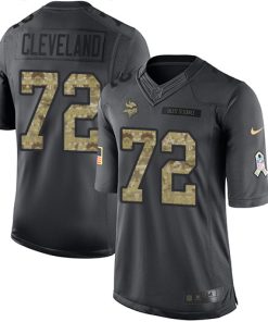 Finest Vikings #72 Ezra Cleveland Black Men's Stitched NFL Limited 2016 Salute to Service Jersey